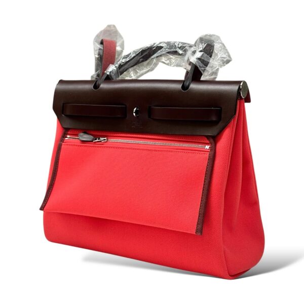 Hermes Herbag Zip 31 Rose Texas/Rouge Sellier Canvas PHW - Image 5