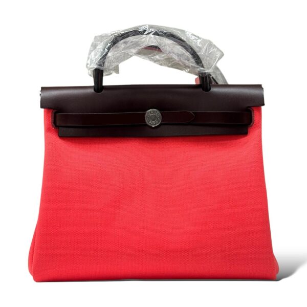 Hermes Herbag Zip 31 Rose Texas/Rouge Sellier Canvas PHW