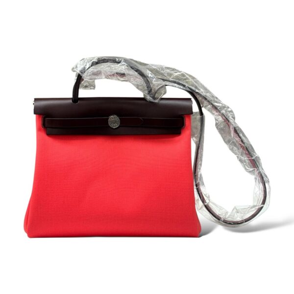 Hermes Herbag Zip 31 Rose Texas/Rouge Sellier Canvas PHW - Image 2