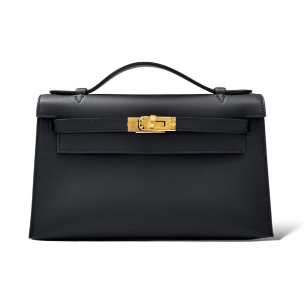 Hermes Kelly Pochette Black Swift GHW