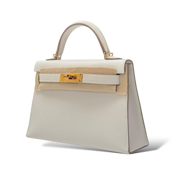 Hermes Kelly Mini Gris Pale Epsom GHW - Image 5