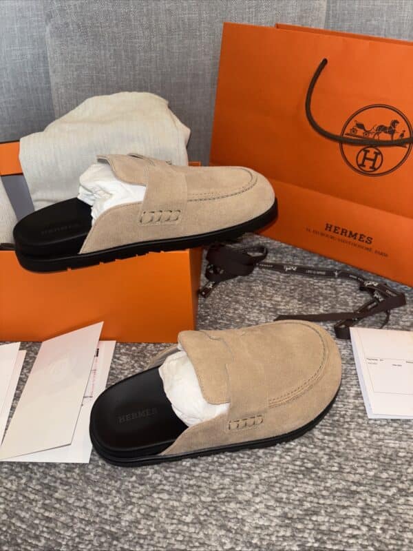 Hermes Go Mule Beige Suede Calfskin 36.5 EU - Image 6